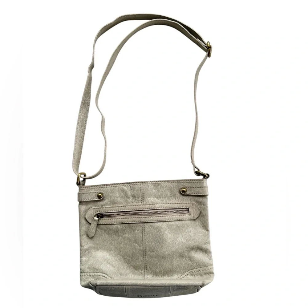 Born Genuine Leather Neutral Cross Body Bag Purse Bone Beige Normcore Minimalist
